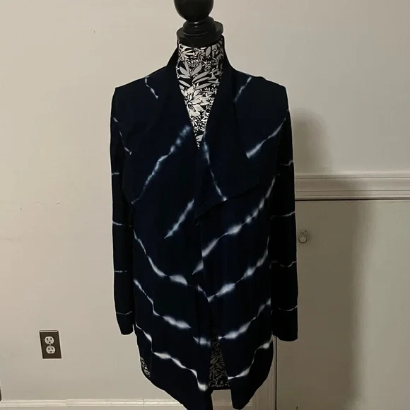 Calvin Klein Navy and White Cotton cardigan - Picture 4 of 5